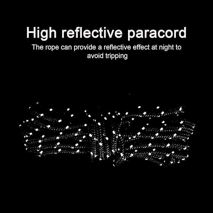 8 Pack High-Reflective Guy Lines 4mm Tent Cords High-Strength Lightweight Camp Ropes with Aluminum Adjuster Tensioner for Tent, Tying Down Tarps, Camping, Outdoor Packaging (Khaki)