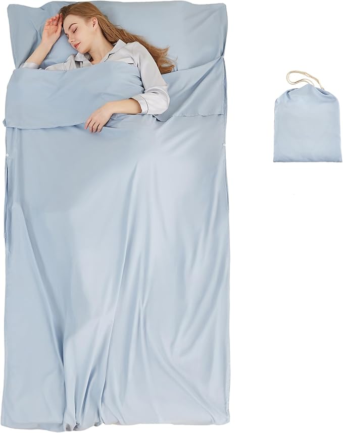 Sleeping Bag Liner Camping Adult Sleep Sack Lightweight Travel Sheet for Hotel Bed Compact Ultralight Essential Cleaning Supplies Kit Travel Bedding Set for Backpacking