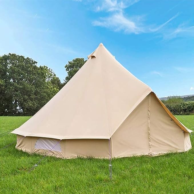 GeRRiT Bell Tent Canvas Waterproof Mongolian Yurt Tent Double Layers Teepee Tent Outdoor Camping Family Tent Pyramids Indian Tent 4-Season