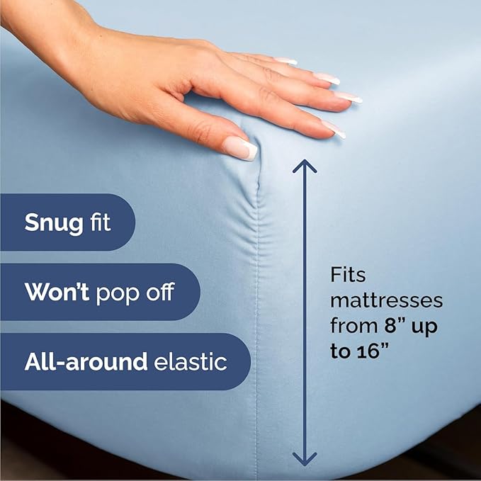Cal King Size 4 Piece Sheet Set - Comfy Breathable & Cooling Bed Sheets Set - Hotel Luxury Bedding for Women, Men, Kids, Teens, Boys & Girls - Deep Pockets, Soft, Wrinkle Free - Oeko-Tex - Light Blue