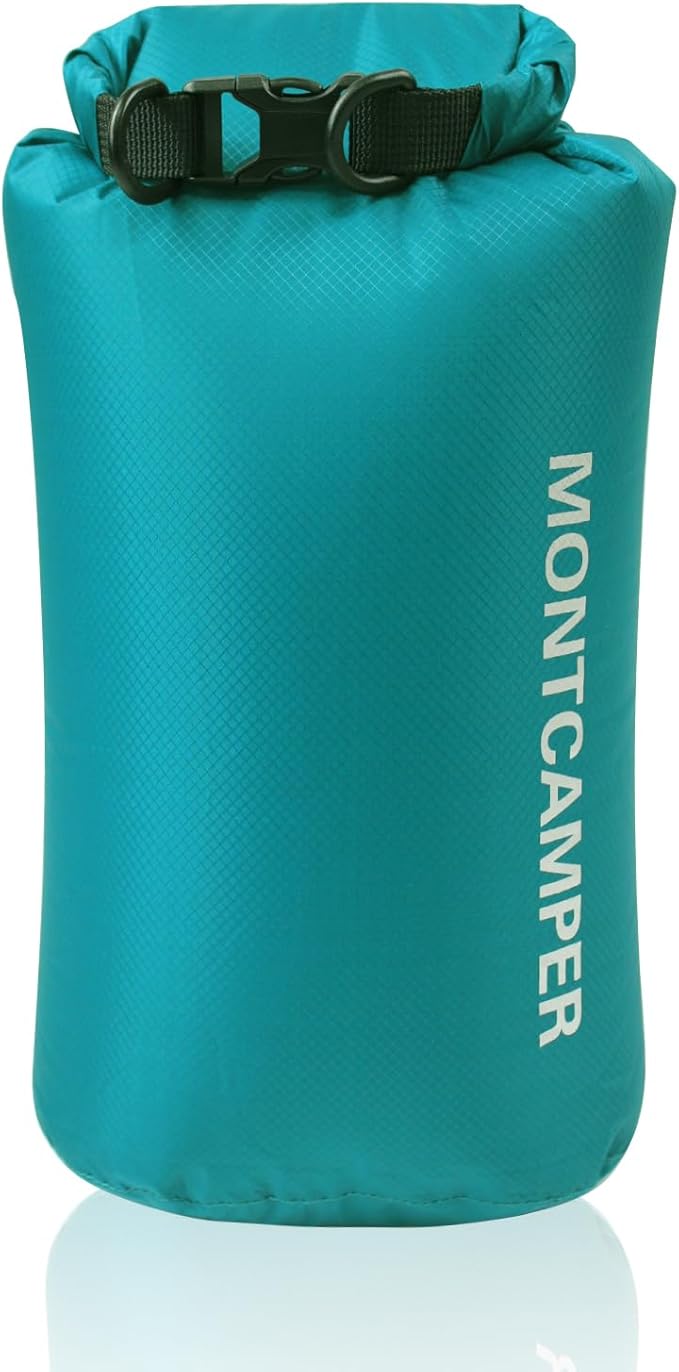 Waterproof Dry Bag 5L – 30D Nylon Roll Top Dry Sack with DWR & PU Coating, Lightweight Water-Resistant Storage for Kayaking, Camping, Hiking, Fishing & Beach (Turquoise Blue)