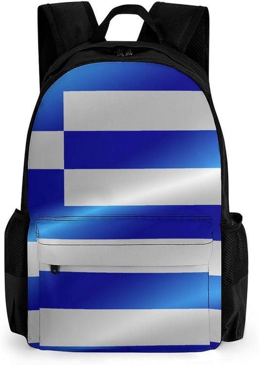 Rucksacks Multipurpose Anti-Theft Big Capacity Bookbag, Flag Of Greece Travel Hiking Camping Rucksack With Padded Straps