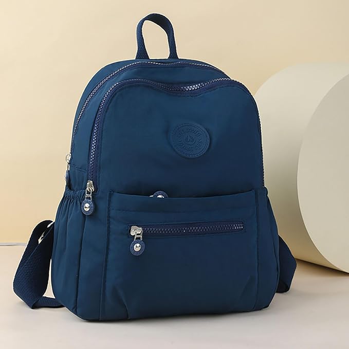 Simple Casual Solid Color Lightweight College Work Backpack Anti Theft Travel Backpack Daypack for Women (Blue)