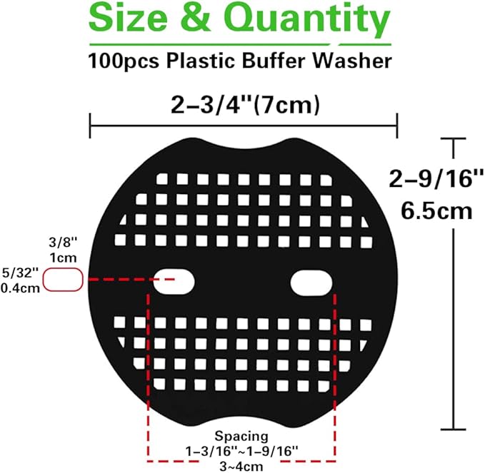 Bakulyor 100pcs Garden Staples Plastic Buffer Washer, Landscape Staple Stakes Gaskets, Yard Pins Gasket for Weed Barrier Fabric, They Keep The Barrier from Ripping & Create a Sturdier Hold - Black