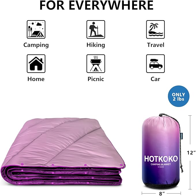 Camping Blanket - Puffy, Lightweight, Packable Outdoor Blanket for Traveling, Stadium, Hiking, Picnics