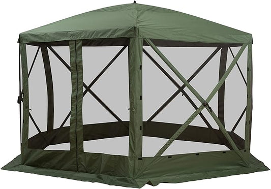 Outsunny Hexagon Screen House, Pop Up Tent Portable Gazebo Canopy Shelter with Mesh Netting Walls, Carry Bag and Shaded Interior, 12' x 12', Green