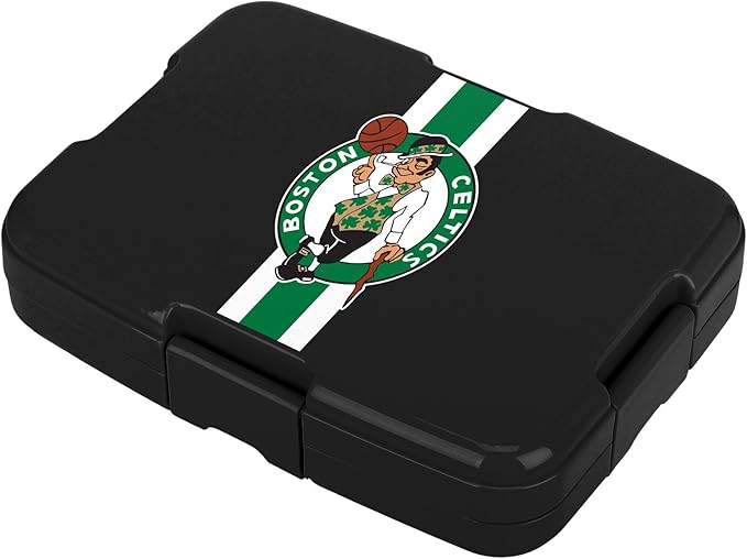 FOCO NBA Unisex-Adult Officially Licensed Team Color Stripe Primary Logo Basketball Leak Proof 5 Compartment Bento Lunch Box - Boston Celtics