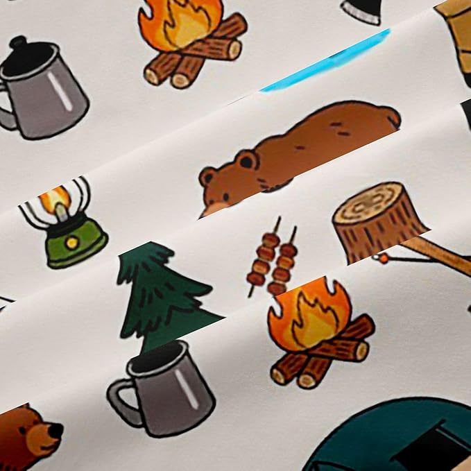 jejeloiu Camper Blackout Curtains Happy Camping Darkening Drapes for Bedroom Living Room Decor RV Camping Thermal Insulated Shades Wild Animal Window Treatments, 2 Panels 38 x 45 Inch