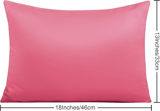 NTBAY Zippered Silk Satin Toddler Pillowcases - 2 Pack Hidden Zipper 13x18 Pillowcases - Luxury and Silky Baby Travel Pillow Covers, Coral Pink