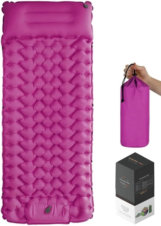 Lounge Mat - Your Portable Chill Zone Thick Memory Foam Sleeping Pad for Outdoor Camping Self Inflating Air Mattress with Pump Folding Backpacking Bed Mat Hiking Essentials Gear(Pink)