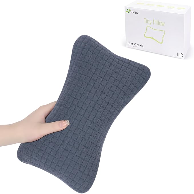 vocheer 11x7in Mini Travel Pillow, Small Pillows for Sleeping, Tiny Pillows for Neck, Wrist, Lumbar and Knee, Pets Pillow, Cotton, Cover Removable, Machine Washable (Navy Blue-1PC)
