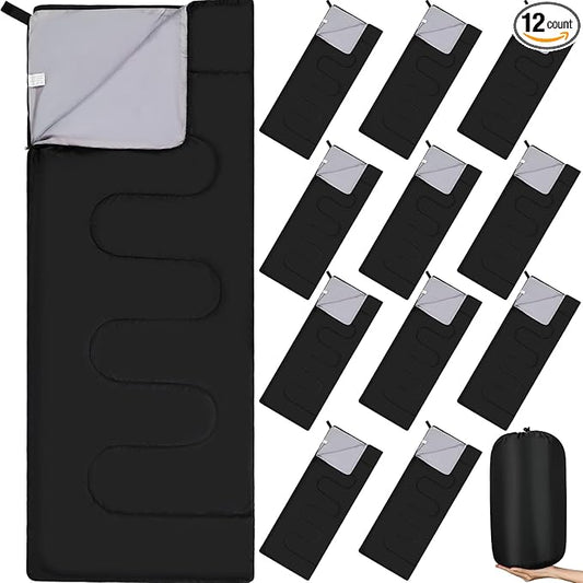 Macarrie 12 Pack Camping Sleeping Bags for Adults Bulk Cold Weather Kids Sleeping Bag Homeless Lightweight Waterproof Compression Sack for Backpacking Traveling Hiking Outdoor