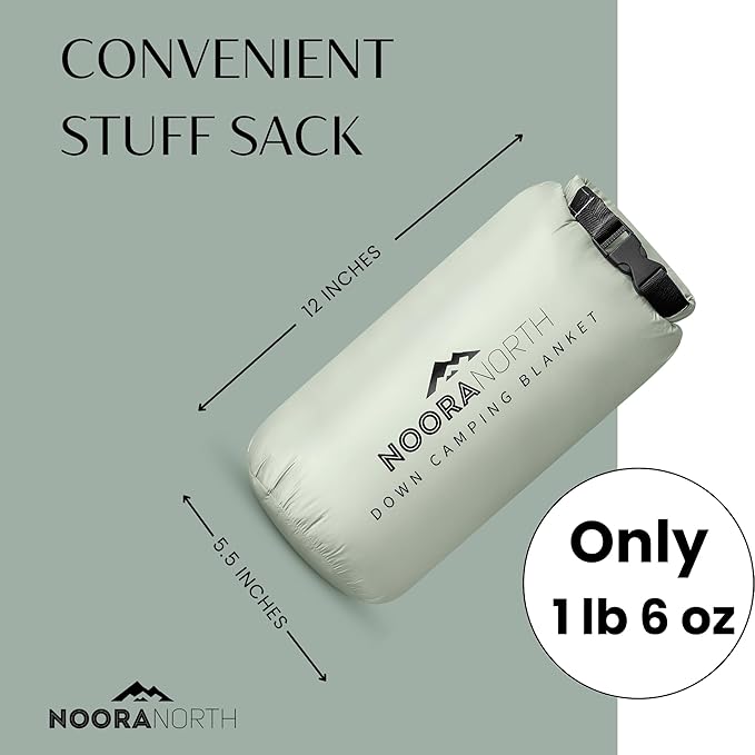 Down Camping Blanket with Footbox – Lightweight, Packable, Water Resistant Backpacking Quilt & Warm Puffy Compact Outdoor Throw – 52x77 with Stuff Sack for Stadium, Hiking & Travel