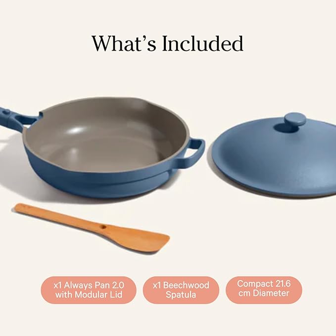 Our Place Mini Always Pan 2.0-8.5” (1.2 Qt) Nonstick, Toxin-Free Ceramic Cookware | Patented 10-in-1 Aluminum Frying & Sauté Pan | Safe for Oven, Induction & All Cooktops up to 450°F | Blue Salt