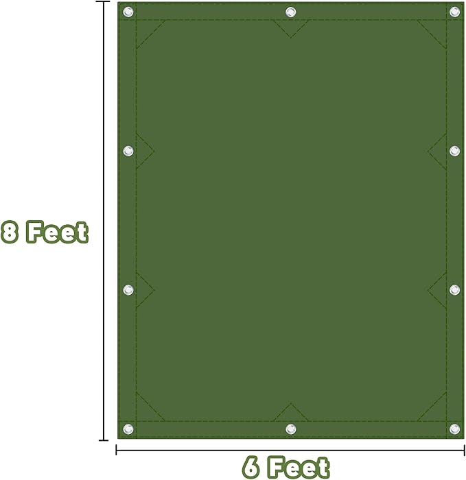 CARTMAN Finished Size 6x8 Feet Canvas Tarp with Rustproof Grommets, Heavy Duty Multipurpose Tarpaulin Cover for Canopy Tent, Roof, Camping, Woodpile