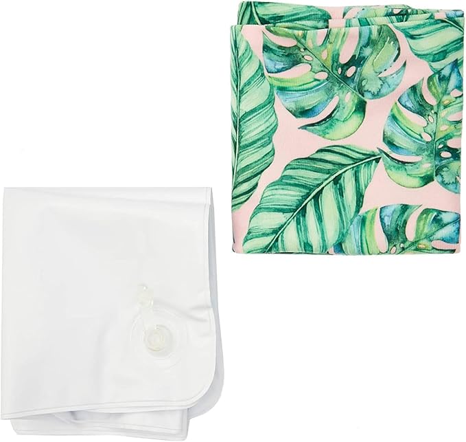Blue Panda Blow Up Pool Pillow - 17 x 10 in - Tropical Leaves Pattern - Inflatable Pillow for Pools