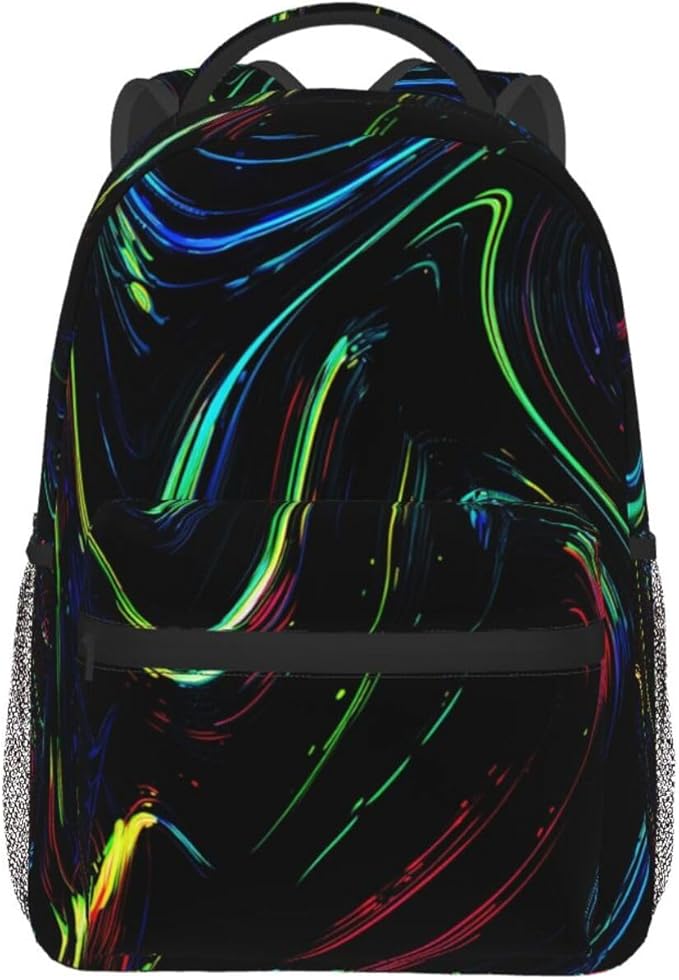 Lightweight Rucksacks for Climbing Outdoors Walking Cycling, Large Capacity Anti-Theft Multipurpose Carry On Bag, Abstract Color Pattern Camping Outdoor Backpack