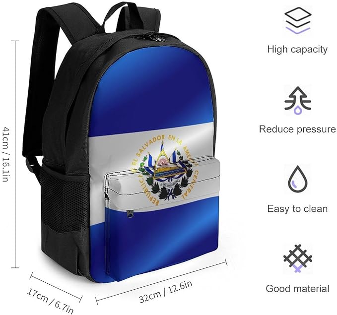 Lightweight Daypack for Camping Business Walking Cycling, Large Capacity Anti-Theft Multipurpose Bookbag, Flag Of El Salvador Gym Outdoor Hiking Backpack