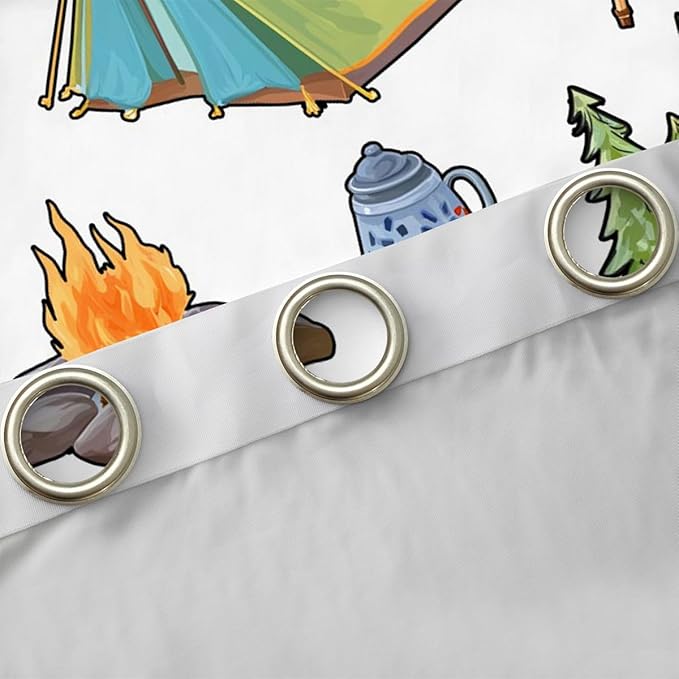 Feelyou Camper Theme Curtains for Bedroom Living Room Happy Camping Blackout Shades Adventure Camper Room Darkening Curtain Window Treatments, 2 Panels 38 x 45 Inch Decor