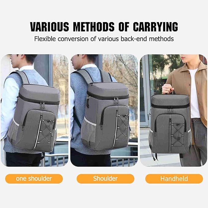 Insulated Cooler Backpack Leak Proof Aluminum Foil Inner Oxford Exterior for Camping Hiking Outdoors