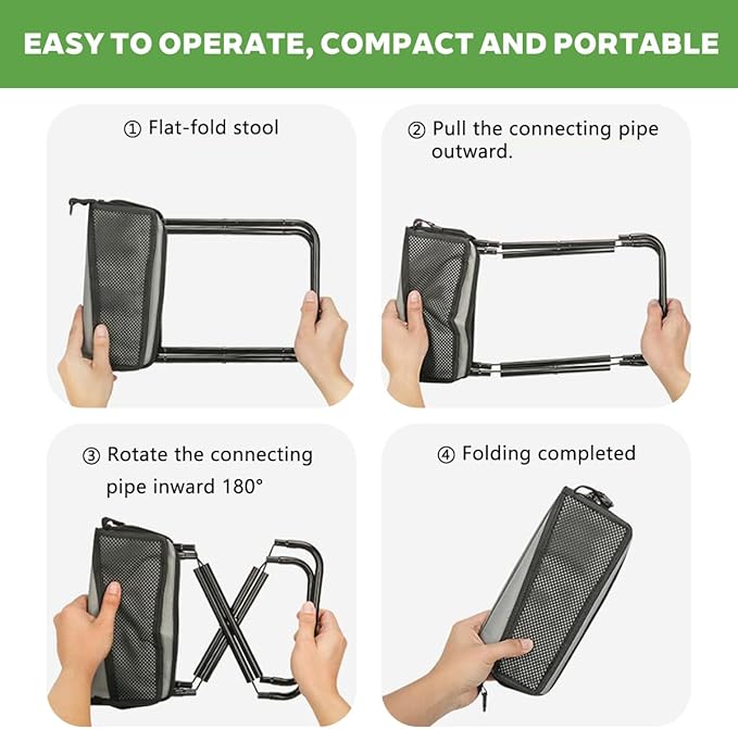 Portable Folding Stool-Handbag Style Stool-Compact Lightweight with Carry Bag, Foldable Chair for Outdoor Fishing, Hiking (M-Suitable Weights 0 to 160 LBS)
