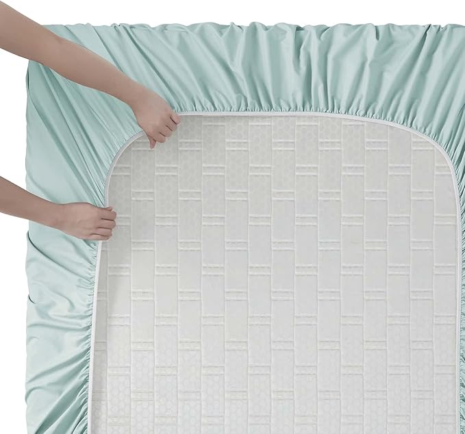 Clara Clark Queen Sheets, 6 Piece Set - Hotel Luxury Sheets for Queen Size Bed, Super Soft Bedding Set, Aqua Light Blue