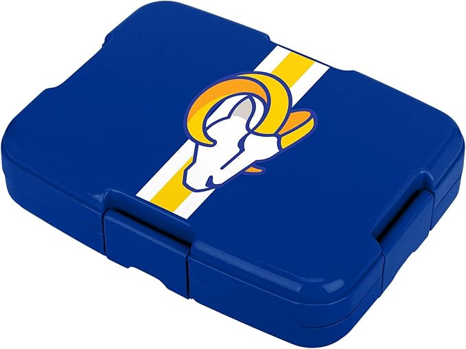 FOCO NFL Unisex-Adult Officially Licensed Team Color Stripe Primary Logo Football Leak Proof 5 Compartment Bento Lunch Box - Los Angeles Rams