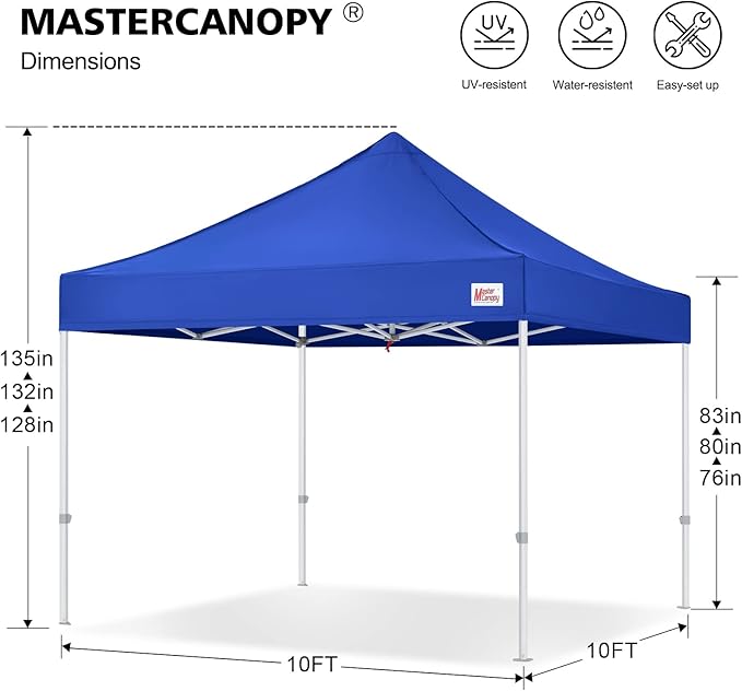 MASTERCANOPY 10x10 Premium Heavy Duty Pop Up Commercial Instant Canopy with Sidewalls(10x10 Blue)