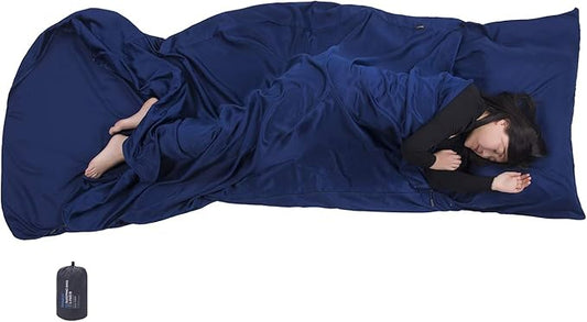 Browint Premium Silky Sleeping Bag Liner with Two-Way Zippers, 87"x41" Extra Wide Adult Sleep Sack for Hotel, Breathable Lightweight Travel Sheet, Multifunctional Bed Sheet for Camping, All Seasons