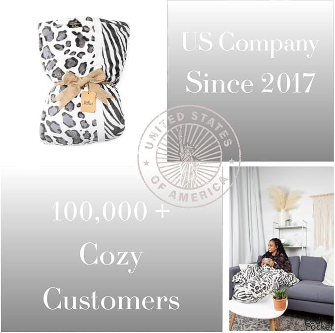 PediPocket XXL Sherpa Lined Patented Foot Pocket Blanket – Fierce Fusion – Extra Large 60”x84” with 30'Deep Foot Pocket,Plush Fleece Blanket,Luxurious Comfort,Machine Washable,Gift Idea (non-electric)