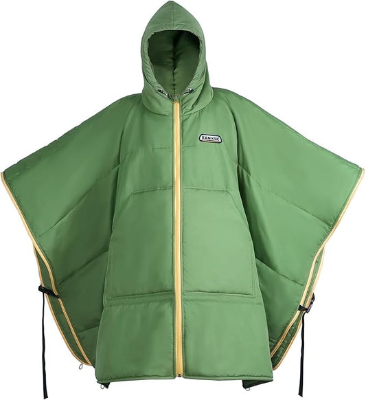 Hooded Poncho Blanket, Wearable Camping Blankets, Large Stadium Poncho Windproof & Water-Repellent, 75 * 55 inch, Portable & Warm, for Outdoor, Sports, Concerts, Travel, Picnic, Car, Survival, Hunting