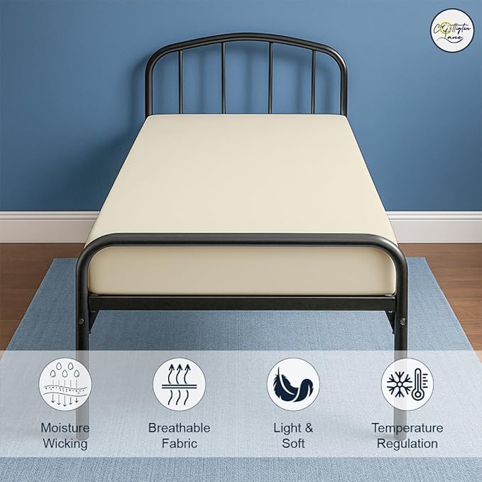 Cot Fitted Sheet 28 x 75, 100% Egyptian Cotton, 1 PC Cot Size Bottom Sheet Only, Perfect for Narrow Twin, Camp Bunk, Army Cots, Trifold Mattress, Camping Cot, Guest Bed Replacement(Ivory)