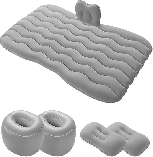 Ergocar Inflatable Mattress Camping Thickened Portable Travel Camping Flocking Bed Double-Layer Inflatable Valve Suitable for Suvs, Rear Seats, Automobiles
