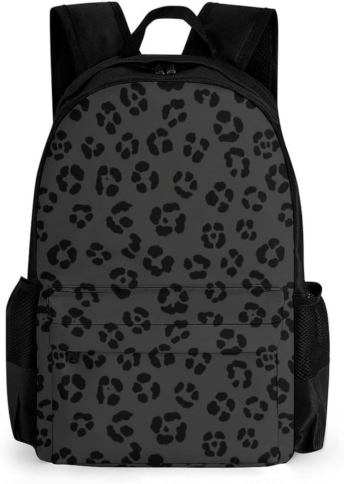 Lightweight Daypack Backpack for Sports Travel Running, Large Capacity Multipurpose Anti-Theft Bookbag, Dark Gray Black Leopard Cheetah Print Laptop Backpack Daypack