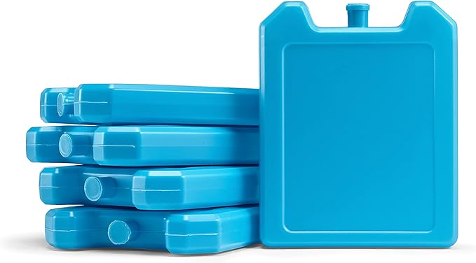 Fit & Fresh Cool Coolers, 5 Pack Days of the Week Ice Blocks, Compact & Reusable Ice Packs for Lunch Boxes & Coolers, Blue