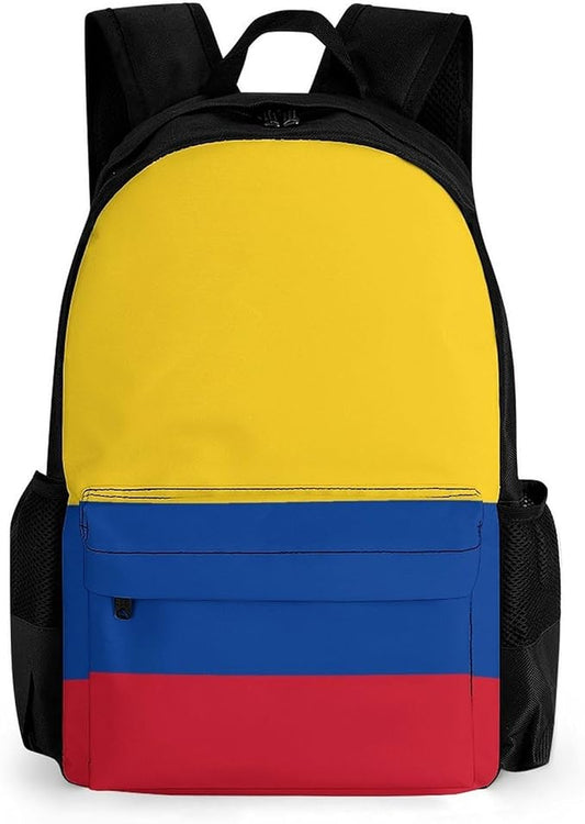Daypack Anti-Theft Multipurpose Large Capacity Shoulder Bag, Colombia Flag Travel Hiking Camping Rucksack With Smooth Zippers