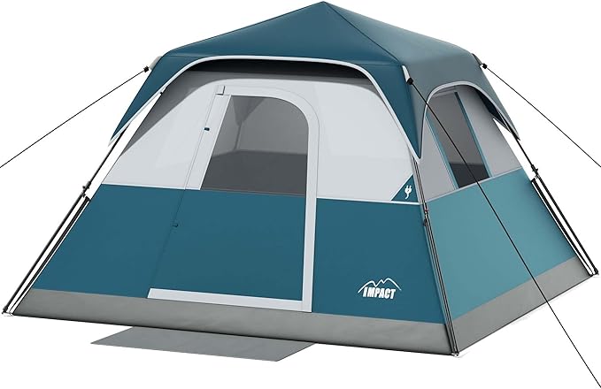 6 Person Instant Camping Tent with Rainfly, 60s Easy Setup Family Cabin Tent 10x9ft, 1200mm Waterproof & Skylight Ventilation, Portable Shelter for Outdoor Camping, Hiking, Backyard