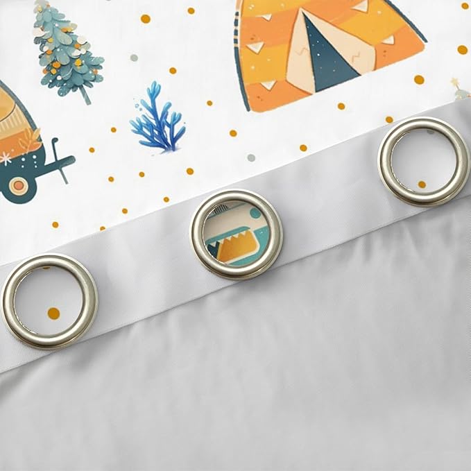Feelyou RV Camping Camper Curtains for Bedroom Living Room Adventure Camper Blackout Darkening Drapes Happy Camping Window Treatments, 2 Panels 42 x 63 Inch Room Decor