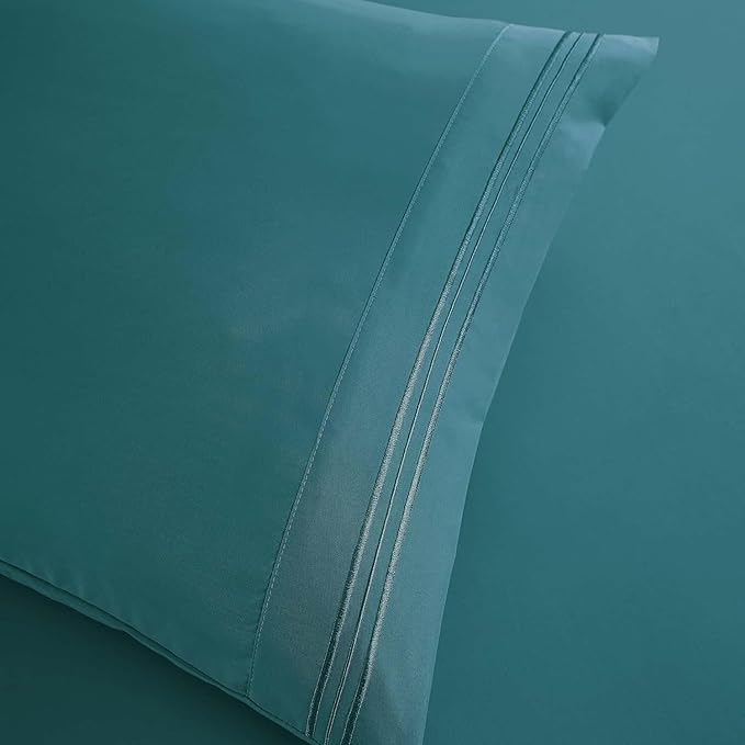 Clara Clark Cal King Sheets, 6 Piece Set - Hotel Luxury Sheets for Cal King Size Bed, Super Soft Bedding Set, Cal King Size, Teal