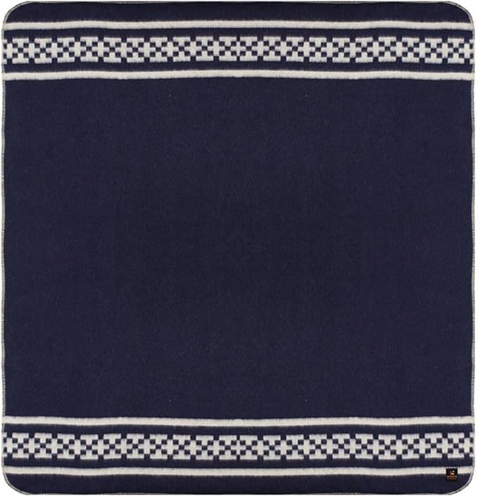 Inca Wall - Thick Alpaca Wool Blanket Heavyweight Camping Outdoors Indoors Soft Peru Queen Size New Ethnic Design (Navy Blue/Ivory, Queen Size)