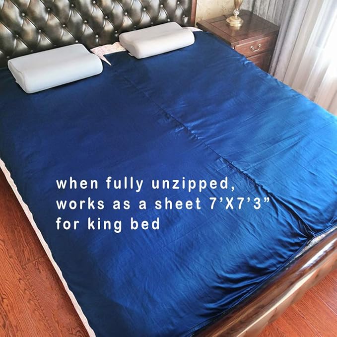 Browint Premium Silky Sleeping Bag Liner with Two-Way Zippers, 87"x41" Extra Wide Adult Sleep Sack for Hotel, Breathable Lightweight Travel Sheet, Multifunctional Bed Sheet for Camping, All Seasons