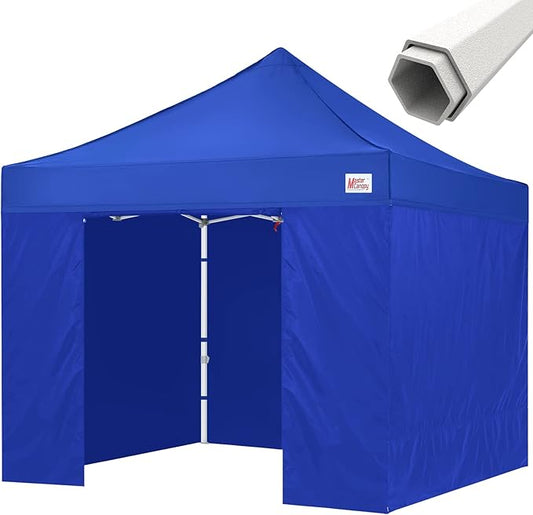 MASTERCANOPY 10x10 Premium Heavy Duty Pop Up Commercial Instant Canopy with Sidewalls(10x10 Blue)