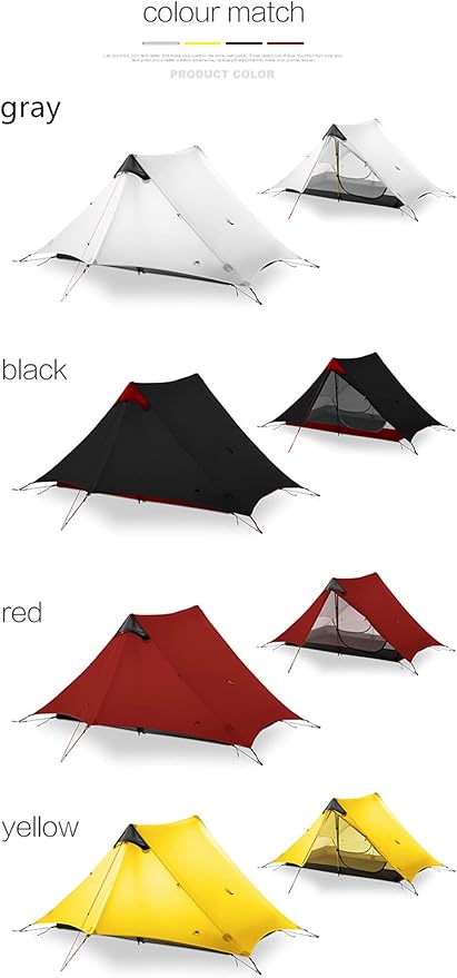 3F UL GEAR Lanshan 2 Person Tent Hiking Ultralight Camping Tent Professional 15D Silnylon Rodless Trekking Pole Tent Waterproof Backpacking Outdoor for Camping, Bivvy
