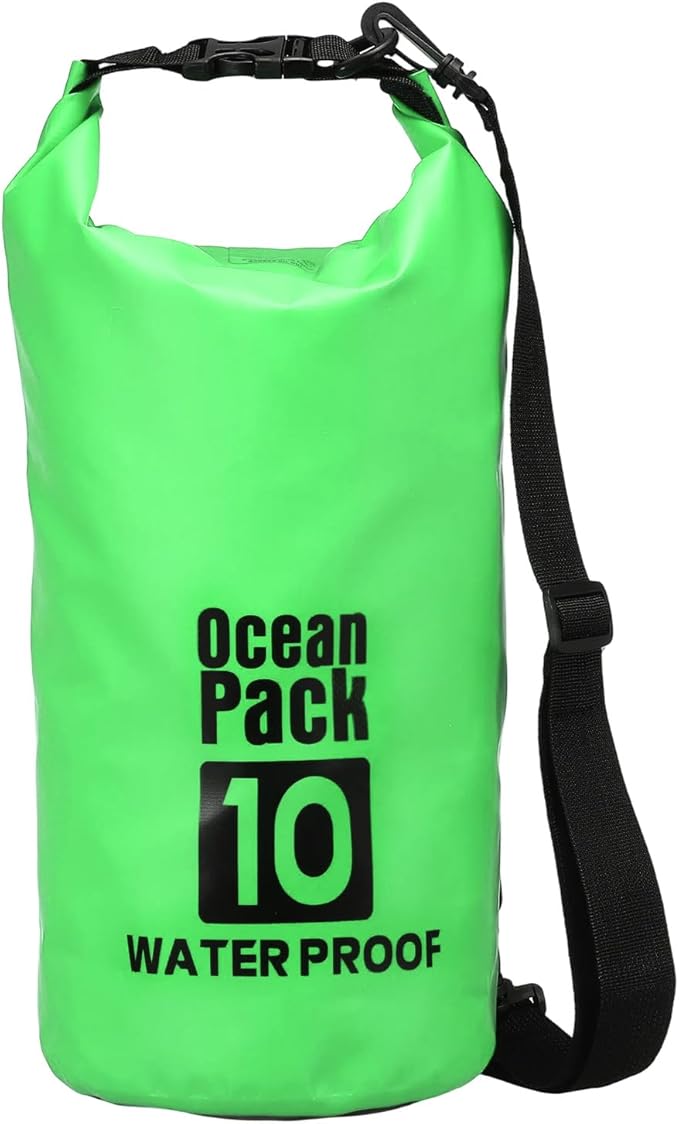 Waterproof Dry Bag, 10L Fit for Women Men Water Proof Bags Lightweight Dry Storage Floating Backpack with Whistle for Travel Backpacking Boating Kayaking Camping (Green)