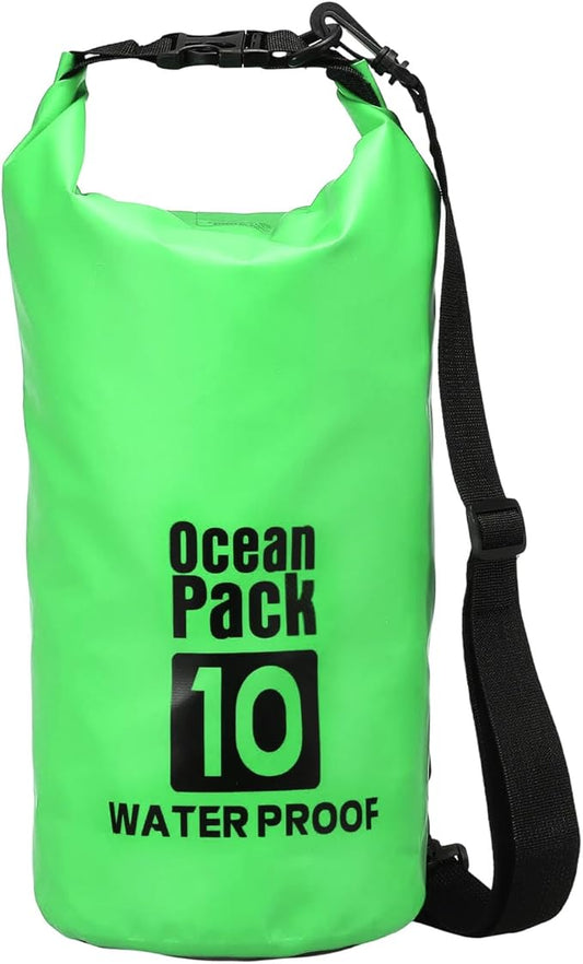 Waterproof Dry Bag, 10L Fit for Women Men Water Proof Bags Lightweight Dry Storage Floating Backpack with Whistle for Travel Backpacking Boating Kayaking Camping (Green)