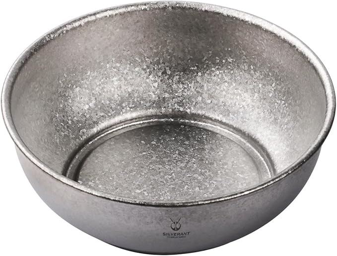 SILVERANT Titanium Camping Bowls, Titanium Plate Ultra Thick & Durable Tableware Single Wall Cookware Mess Kit with Carry Mesh Bag for Outdoor Backpacking Hiking - Crystallized
