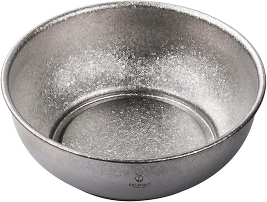 SILVERANT Titanium Camping Bowls, Titanium Plate Ultra Thick & Durable Tableware Single Wall Cookware Mess Kit with Carry Mesh Bag for Outdoor Backpacking Hiking - Crystallized