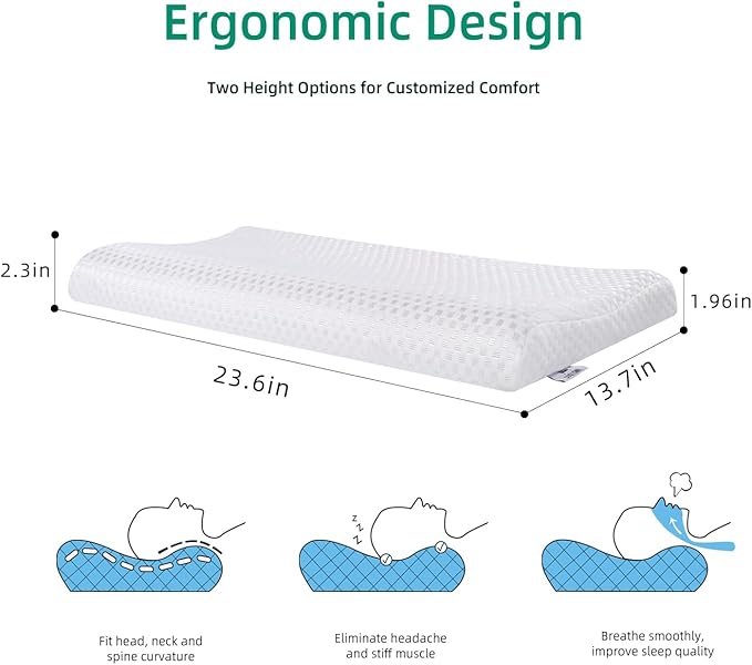 SUQ I OME Slim Sleeper - Thin Latex Pillow for Sleeping, Thin & Low Profile for Neck Pain, Stomach, Back Sleeper and Side Sleeper (L 24 x w 15.5 x 2.3/3.2 inch)