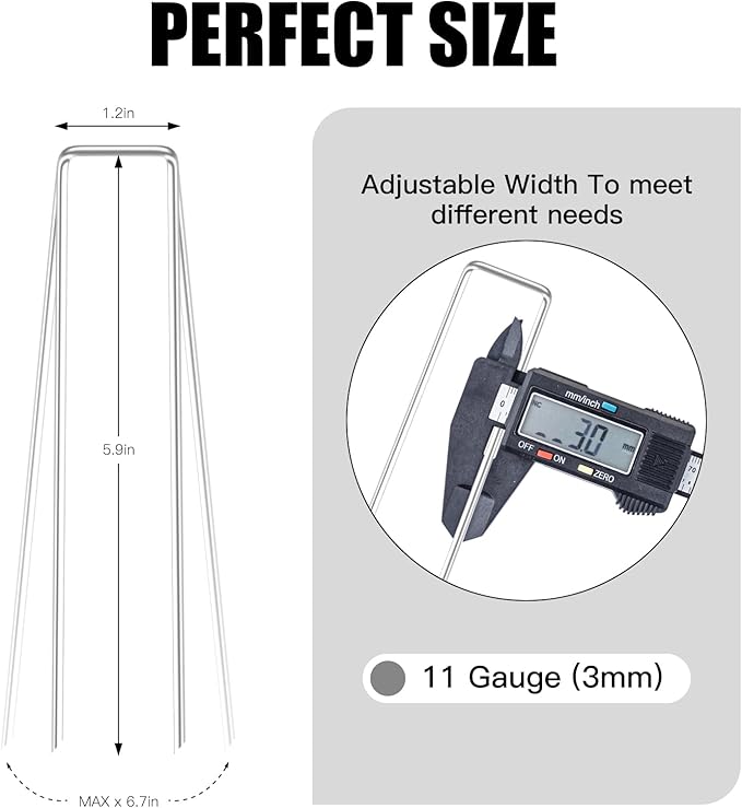 6 Inch 25 Pack Landscape Staples,11 Gauge Plant Stakes,Hot-dip Galvanized Tent Stake & Garden Stakes for Plants, Staple Landscaping Fabric SOD Pins for Decoration Weed Barrier Fabric