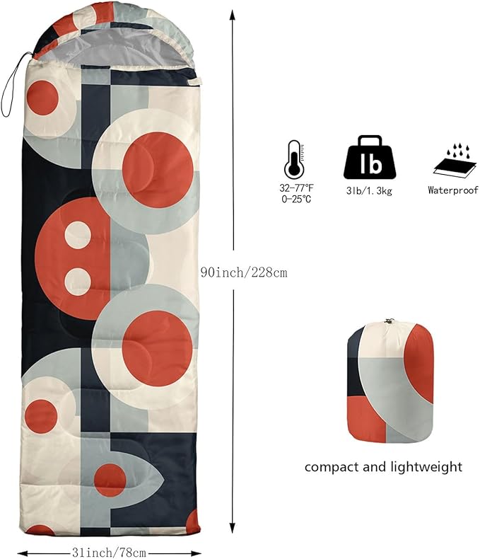 Kids Sleeping Bag for Boys Girls,Bohemian Cowboy Print-Lightweight Warm Portable Outdoor Indoor-Waterproof Cold Weather Resistant Sleeping Bag for Camping Hiking